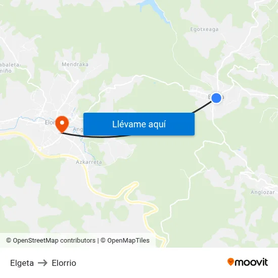 Elgeta to Elorrio map