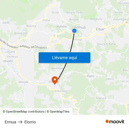 Ermua to Elorrio map