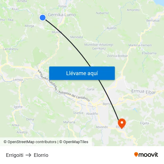 Errigoiti to Elorrio map