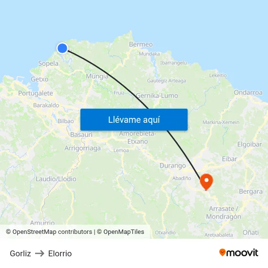 Gorliz to Elorrio map