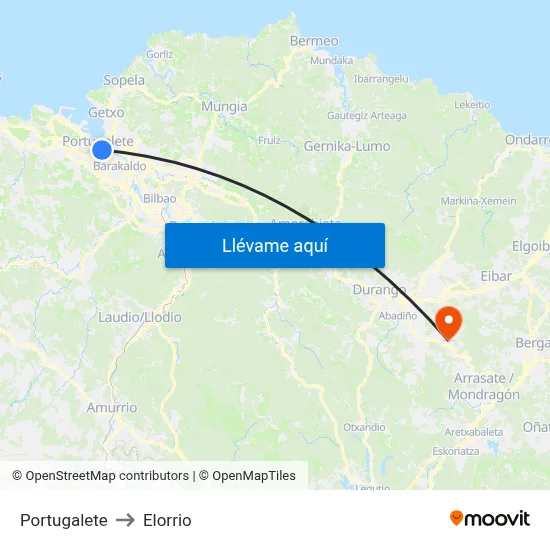 Portugalete to Elorrio map