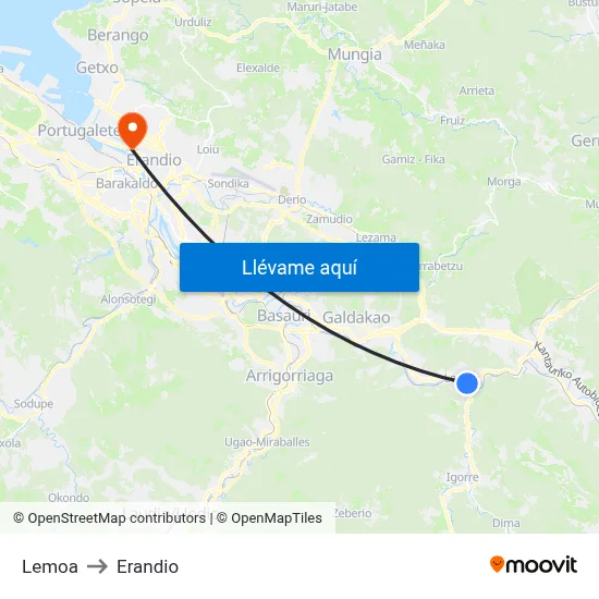 Lemoa to Erandio map