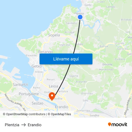 Plentzia to Erandio map