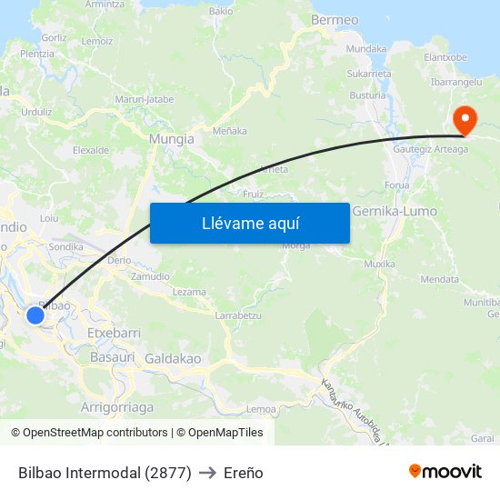 Bilbao Intermodal (2877) to Ereño map