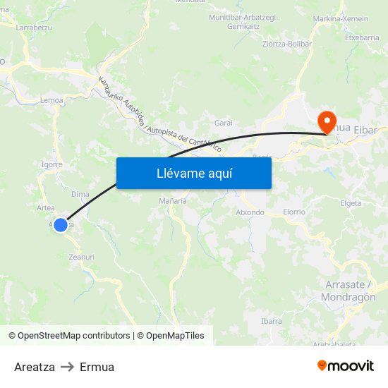 Areatza to Ermua map