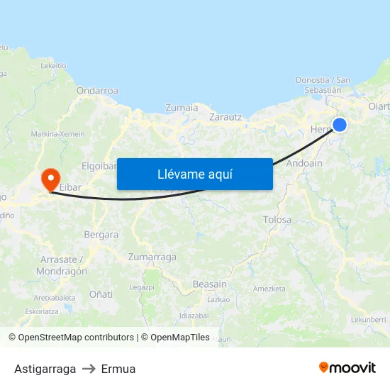 Astigarraga to Ermua map