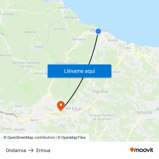 Ondarroa to Ermua map