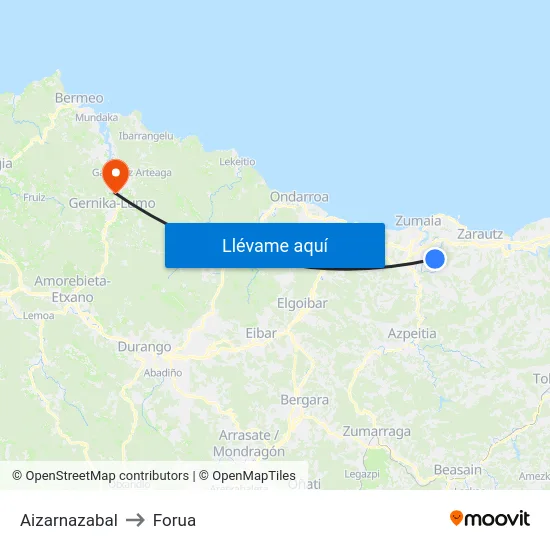 Aizarnazabal to Forua map