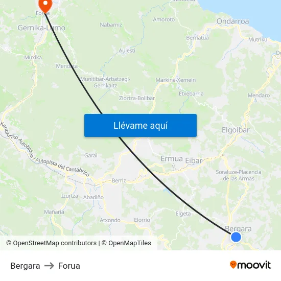 Bergara to Forua map