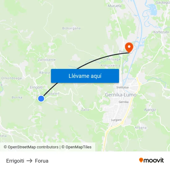 Errigoiti to Forua map