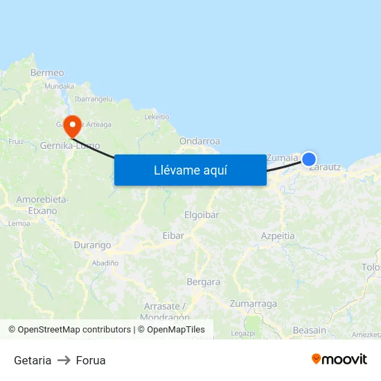 Getaria to Forua map