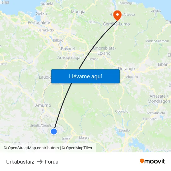 Urkabustaiz to Forua map