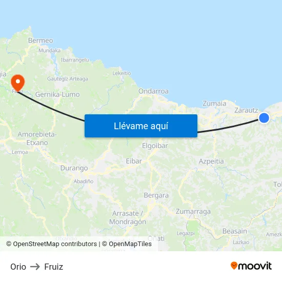 Orio to Fruiz map