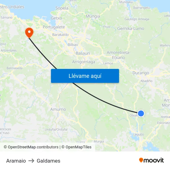 Aramaio to Galdames map