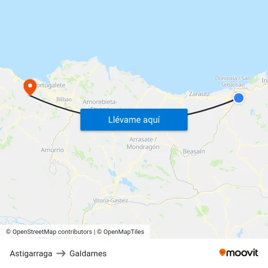 Astigarraga to Galdames map