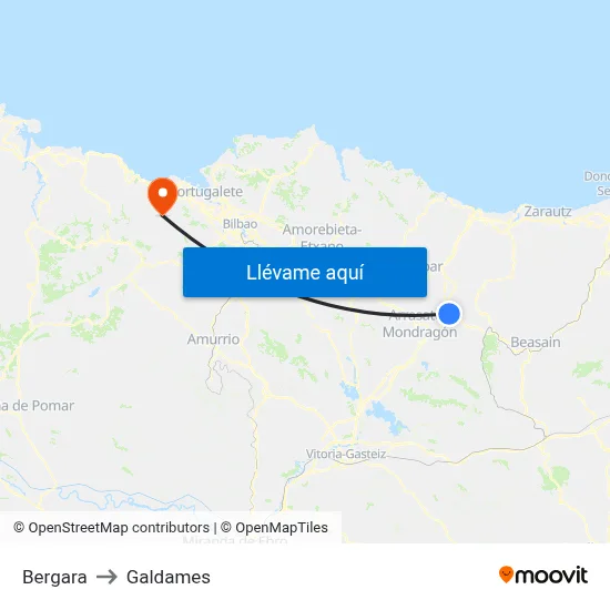 Bergara to Galdames map