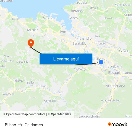 Bilbao to Galdames map