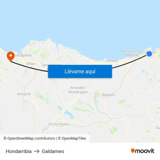 Hondarribia to Galdames map