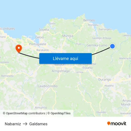 Nabarniz to Galdames map