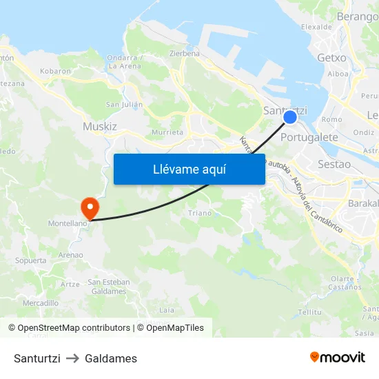 Santurtzi to Galdames map