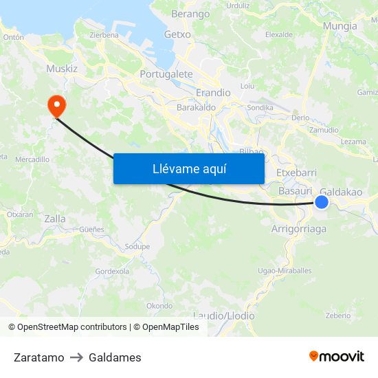 Zaratamo to Galdames map