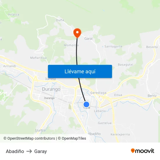 Abadiño to Garay map