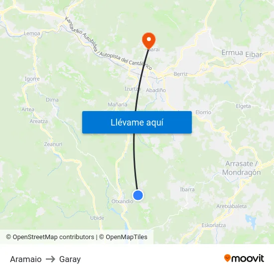 Aramaio to Garay map