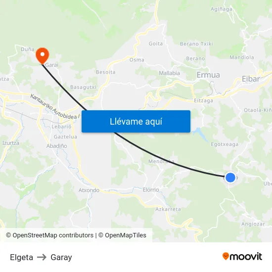 Elgeta to Garay map