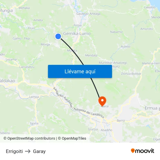 Errigoiti to Garay map