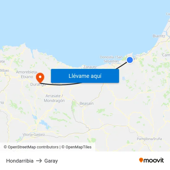 Hondarribia to Garay map