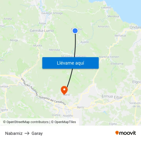 Nabarniz to Garay map