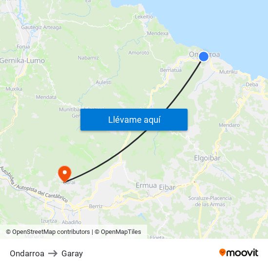 Ondarroa to Garay map