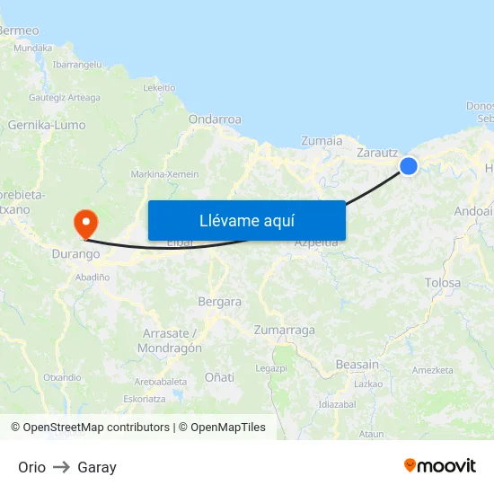 Orio to Garay map