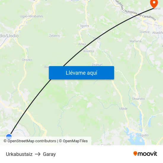 Urkabustaiz to Garay map
