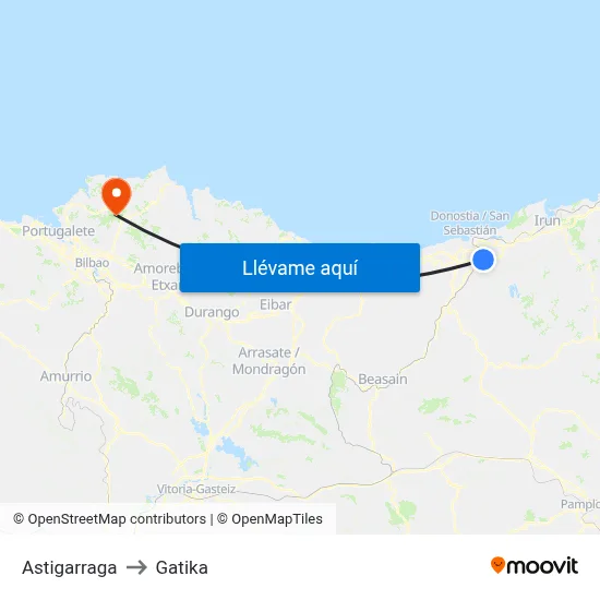 Astigarraga to Gatika map