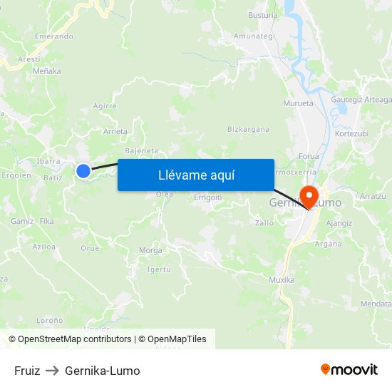 Fruiz to Gernika-Lumo map