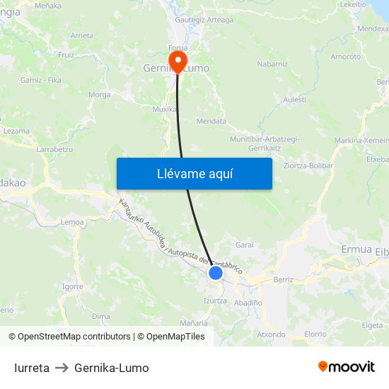 Iurreta to Gernika-Lumo map