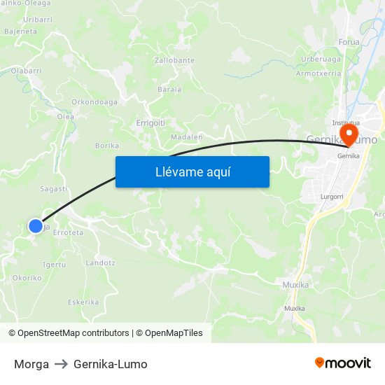 Morga to Gernika-Lumo map