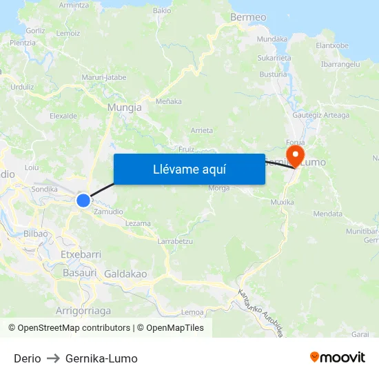 Derio to Gernika-Lumo map