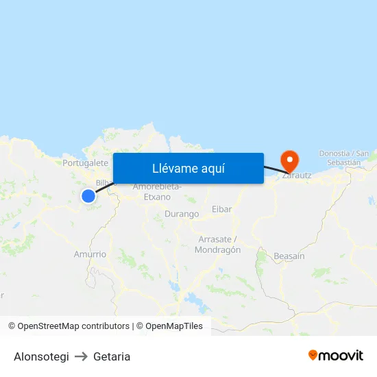 Alonsotegi to Getaria map