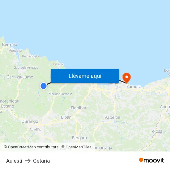 Aulesti to Getaria map