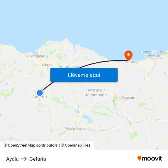 Ayala to Getaria map