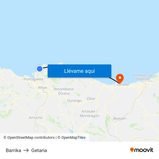 Barrika to Getaria map
