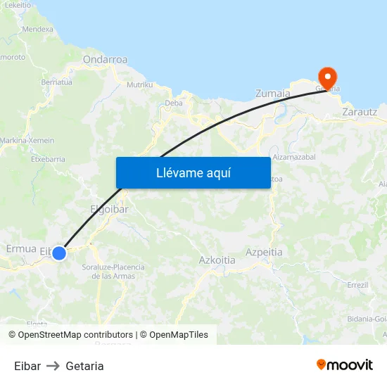 Eibar to Getaria map