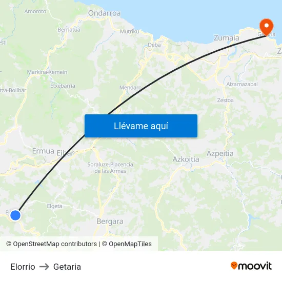 Elorrio to Getaria map