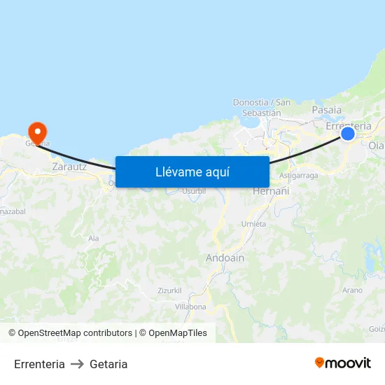 Errenteria to Getaria map