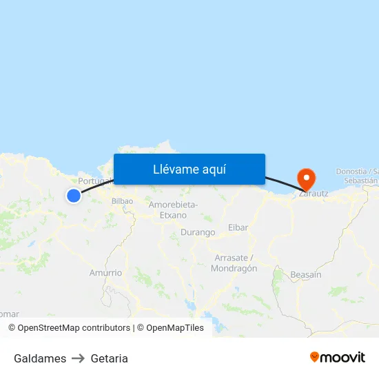 Galdames to Getaria map