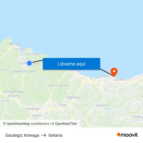 Gautegiz Arteaga to Getaria map
