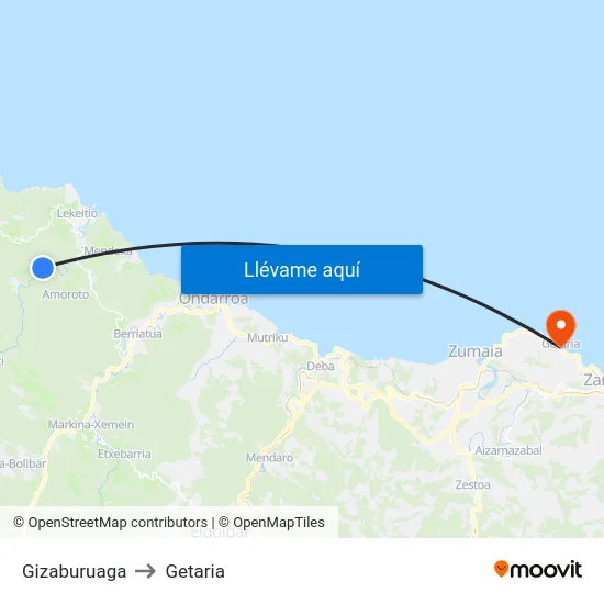 Gizaburuaga to Getaria map