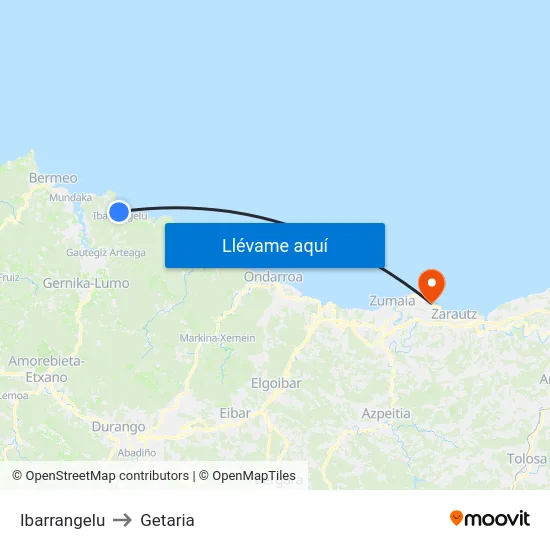 Ibarrangelu to Getaria map